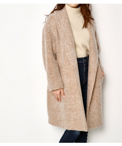 SLY(スライ)の「BLANKET ショールSHORT COAT(その他アウター・レディース・ベージュ/ネイビー/マルチ/トップグレー・FREE)」の1枚目の写真