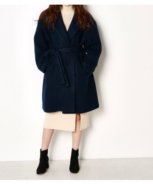 SLY(スライ)の「BLANKET ショールSHORT COAT(その他アウター・レディース・ベージュ/ネイビー/マルチ/トップグレー・FREE)」の3枚目の写真