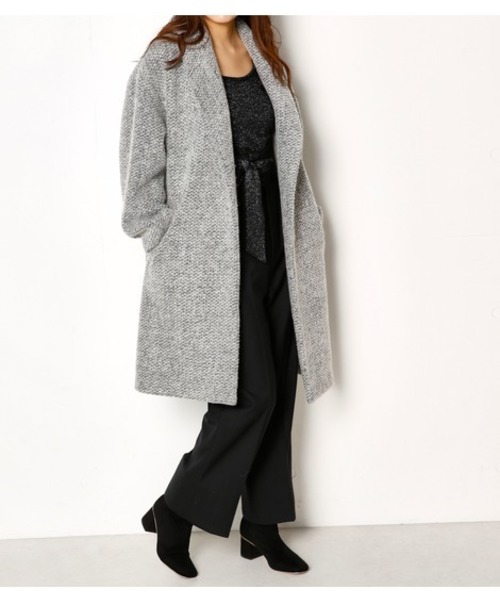 SLY(スライ)の「BLANKET ショールSHORT COAT(その他アウター・レディース・ベージュ/ネイビー/マルチ/トップグレー・FREE)」の2枚目の写真