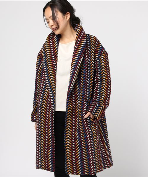 SLY(スライ)の「BLANKET ショールSHORT COAT(その他アウター・レディース・ベージュ/ネイビー/マルチ/トップグレー・FREE)」の13枚目の写真