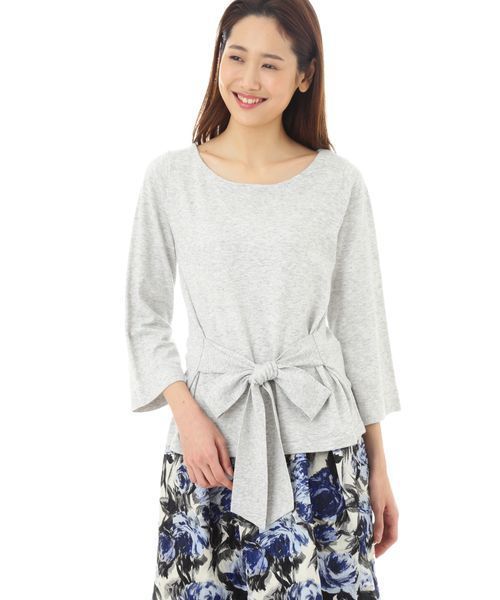 NATURAL BEAUTY（ナチュラルビューティー）の「リボンベルト付ニット（ニット/セーター・レディース・ブラック/クリアブルー/グレー・38/36）」の3枚目の写真