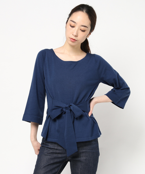 NATURAL BEAUTY（ナチュラルビューティー）の「リボンベルト付ニット（ニット/セーター・レディース・ブラック/クリアブルー/グレー・38/36）」の8枚目の写真