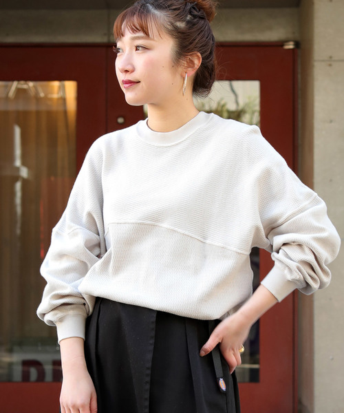 FREAK'S STORE（フリークスストア）の「【WEB限定】ビッグシルエット ワッフルサーマル フットボールTEE（Tシャツ/カットソー・レディース・ホワイト/ブラック/グレー/ピンク/イエロー・ﾌﾘ-）」の3枚目の写真