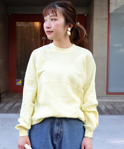 FREAK'S STORE（フリークスストア）の「【WEB限定】ビッグシルエット ワッフルサーマル フットボールTEE（Tシャツ/カットソー・レディース・ホワイト/ブラック/グレー/ピンク/イエロー・ﾌﾘ-）」の9枚目の写真