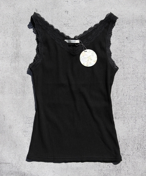 PAGEBOY（ページボーイ）の「レースキャミソール（タンクトップ・レディース・ホワイト/ブラック/ライトグレー/グリーン/イエロー系その他/ライトピンク/ライトブルー/カーキ・FREE）」の2枚目の写真