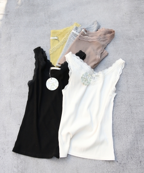 PAGEBOY（ページボーイ）の「レースキャミソール（タンクトップ・レディース・ホワイト/ブラック/ライトグレー/グリーン/イエロー系その他/ライトピンク/ライトブルー/カーキ・FREE）」の13枚目の写真