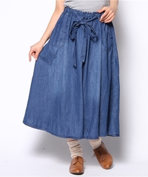 coen | デニムフレアロングスカート(デニムスカート)