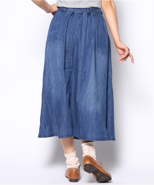 coen（コーエン）の「デニムフレアロングスカート（デニムスカート・レディース・ネイビー・フリー）」の3枚目の写真