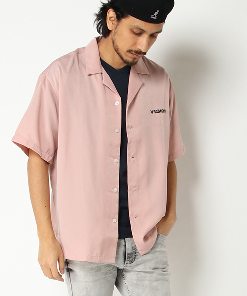 VISION STREET WEAR(ヴィジョンストリートウェア)の「VISION マグロゴ開襟シャツ(シャツ/ブラウス・メンズ・オフホワイト/ブラック/ピンク/ベージュ/パープル・L/LL/M)」の5枚目の写真