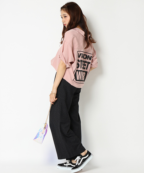 VISION STREET WEAR(ヴィジョンストリートウェア)の「VISION マグロゴ開襟シャツ(シャツ/ブラウス・メンズ・オフホワイト/ブラック/ピンク/ベージュ/パープル・L/LL/M)」の16枚目の写真