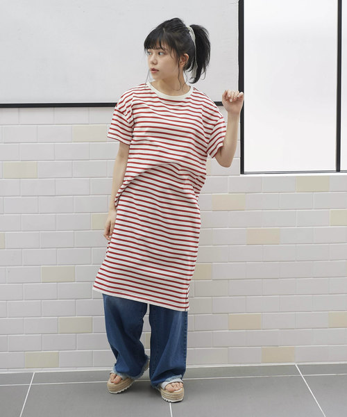 OLIVE des OLIVE（オリーブデオリーブ）の「シンプルボーダーワンピース（ワンピース・レディース・レッド/ネイビー/ベージュ・FREE）」の8枚目の写真