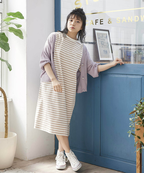 OLIVE des OLIVE（オリーブデオリーブ）の「シンプルボーダーワンピース（ワンピース・レディース・レッド/ネイビー/ベージュ・FREE）」の17枚目の写真