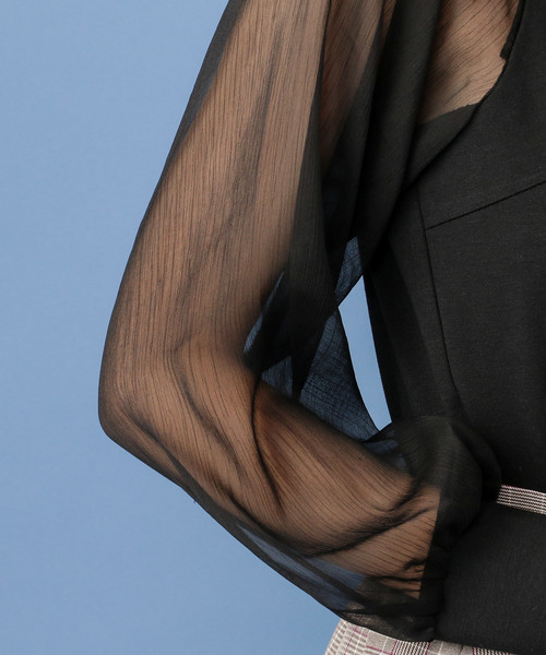 MIIA（ミーア）の「ビスチェ風シースルースリーブトップス（Tシャツ/カットソー・レディース・ホワイト/ピンク/オレンジ/ブラック・FREE）」の13枚目の写真