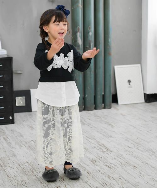 Bee des Bee（ビーデスビー）の「レギンス付きレーススカート（スカート・キッズ・ホワイト×ブルー・110cm/120cm/130cm/90cm/100cm/140cm）」の7枚目の写真