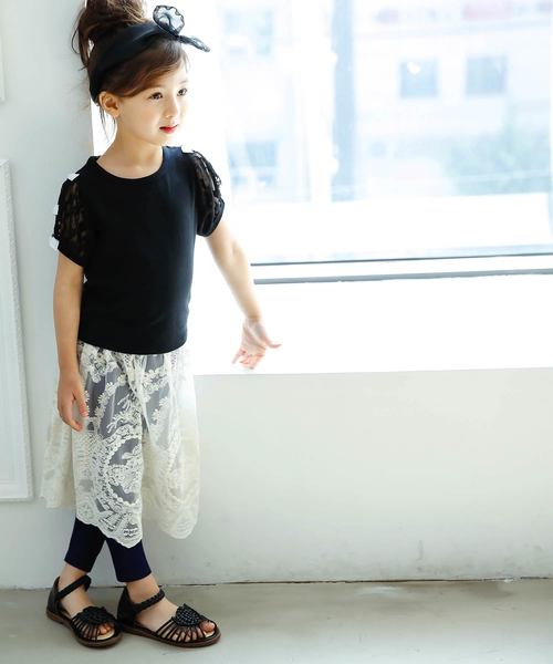 Bee des Bee（ビーデスビー）の「レギンス付きレーススカート（スカート・キッズ・ホワイト×ブルー・110cm/120cm/130cm/90cm/100cm/140cm）」の12枚目の写真