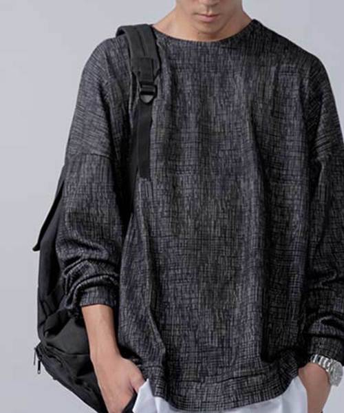 antiqua（アンティカ）の「ドッキングトップス（Tシャツ/カットソー・メンズ・ブラック/グレー・M/L/XL）」の2枚目の写真