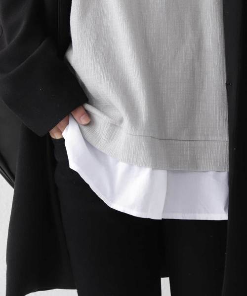 antiqua（アンティカ）の「ドッキングトップス（Tシャツ/カットソー・メンズ・ブラック/グレー・M/L/XL）」の13枚目の写真