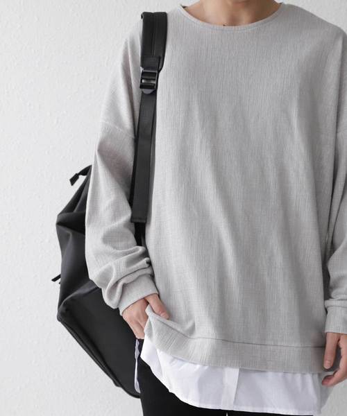 antiqua（アンティカ）の「ドッキングトップス（Tシャツ/カットソー・メンズ・ブラック/グレー・M/L/XL）」の9枚目の写真