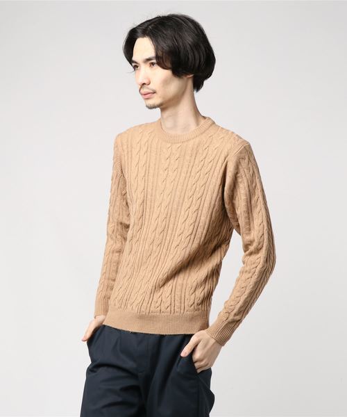 WEGO(ウィゴー)の「WEGO/ケーブルクルーネックニット(ニット/セーター・メンズ・ホワイト/ブラック/ダークグリーン/パープル/ネイビー/杢グレー/キャメル/ワイン・SMALL/MEDIUM/LARGE)」の22枚目の写真