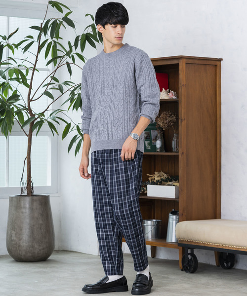 WEGO(ウィゴー)の「WEGO/ケーブルクルーネックニット(ニット/セーター・メンズ・ホワイト/ブラック/ダークグリーン/パープル/ネイビー/杢グレー/キャメル/ワイン・SMALL/MEDIUM/LARGE)」の17枚目の写真