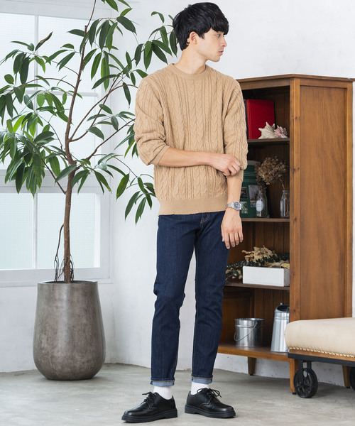 WEGO(ウィゴー)の「WEGO/ケーブルクルーネックニット(ニット/セーター・メンズ・ホワイト/ブラック/ダークグリーン/パープル/ネイビー/杢グレー/キャメル/ワイン・SMALL/MEDIUM/LARGE)」の12枚目の写真