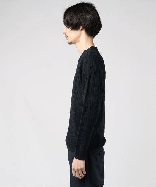 WEGO(ウィゴー)の「WEGO/ケーブルクルーネックニット(ニット/セーター・メンズ・ホワイト/ブラック/ダークグリーン/パープル/ネイビー/杢グレー/キャメル/ワイン・SMALL/MEDIUM/LARGE)」の21枚目の写真