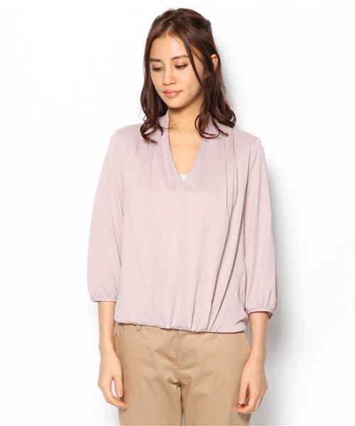 UNITED ARROWS（ユナイテッドアローズ）の「UAB P コンビ Vネック カットソー◆（Tシャツ/カットソー・レディース・オフホワイト/ライトピンク/ネイビー・フリー）」の4枚目の写真