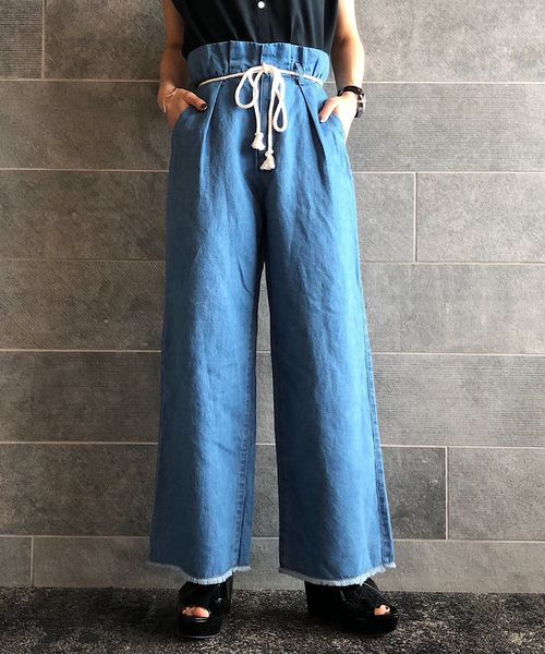 PAGEBOY（ページボーイ）の「麻デニムロープベルトパンツ（その他パンツ・レディース・サックスブルー/インディゴブルー・FREE）」の3枚目の写真