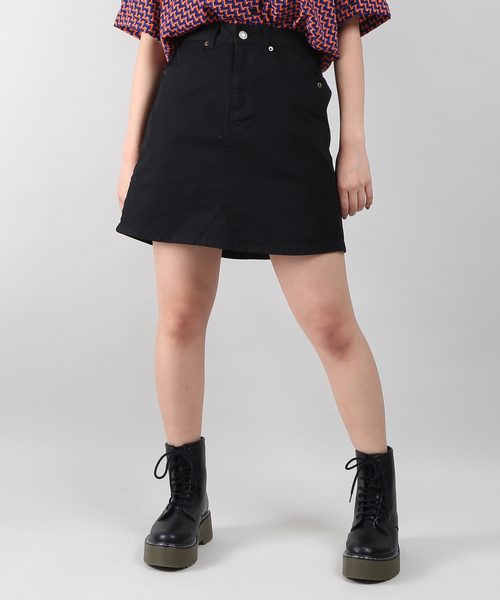 PUNYUS（プニュズ）の「台形ツイルミニスカート（スカート・レディース・ブラック/ピンク/オレンジ/ブルー/グリーン・1/2/4/3）」の2枚目の写真