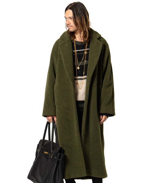 定価4万 glamb ボアロングコート ブラック サイズ2 HUG.U（ハグユー） ボアコート ロング アウター ロングコート フード