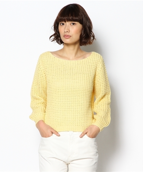 green label relaxing（グリーンレーベルリラクシング）の「GC A/C アゼショート POニット（ニット/セーター・レディース・オフホワイト/ライトピンク/イエロー・フリー）」の11枚目の写真