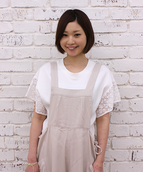 mystic（ミスティック）の「袖レースフレアリブプルオーバー（Tシャツ/カットソー・レディース・ベージュ/ブラック/オフホワイト/グレー・ﾌﾘ-）」の2枚目の写真