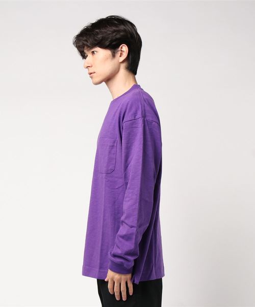 WEGO（ウィゴー）の「WEGO/ヘビースラブビッグシルエットロンT（Tシャツ/カットソー・メンズ・ベージュ/ホワイト/パープル・MEDIUM/LARGE）」の4枚目の写真