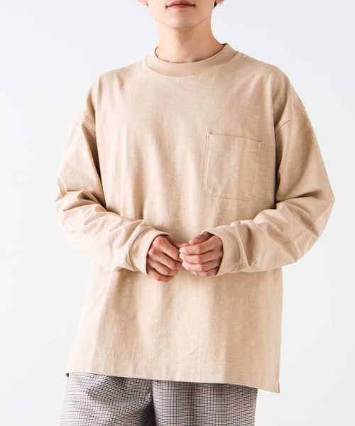 WEGO（ウィゴー）の「WEGO/ヘビースラブビッグシルエットロンT（Tシャツ/カットソー・メンズ・ベージュ/ホワイト/パープル・MEDIUM/LARGE）」の3枚目の写真