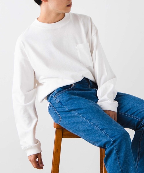 WEGO（ウィゴー）の「WEGO/ヘビースラブビッグシルエットロンT（Tシャツ/カットソー・メンズ・ベージュ/ホワイト/パープル・MEDIUM/LARGE）」の2枚目の写真