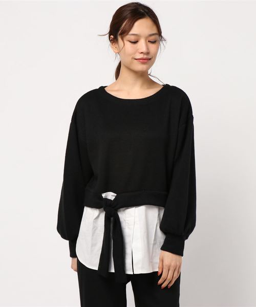 STYLEBLOCK（スタイルブロック）の「サカリバ起毛×ブロードウエスト切り替えカットソー（Tシャツ/カットソー・レディース・ベージュ/パープル/アイボリー/ブラック・M）」の7枚目の写真