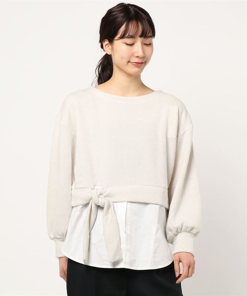 STYLEBLOCK（スタイルブロック）の「サカリバ起毛×ブロードウエスト切り替えカットソー（Tシャツ/カットソー・レディース・ベージュ/パープル/アイボリー/ブラック・M）」の9枚目の写真