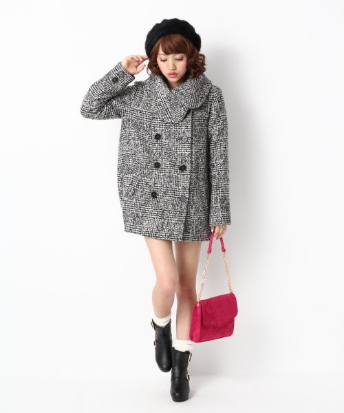 Heather（ヘザー）の「チェックツイードコクーンコート　552411（その他アウター・レディース・ブラック×ホワイト・MEDIUM/SMALL）」の4枚目の写真