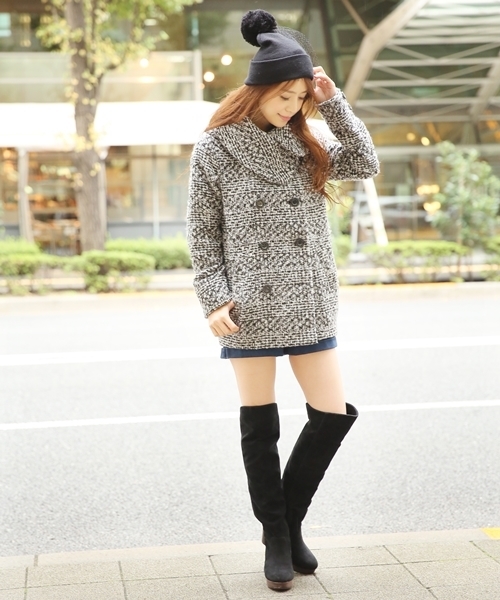 Heather（ヘザー）の「チェックツイードコクーンコート　552411（その他アウター・レディース・ブラック×ホワイト・MEDIUM/SMALL）」の15枚目の写真