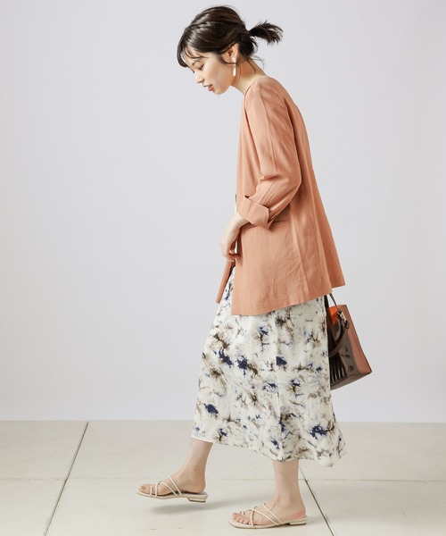 natural couture(ナチュラルクチュール)の「【WEB限定カラー有り】リネンシャツ感覚ジャケット(テーラードジャケット・レディース・ベージュ/ストライプ/ブラック/カーキ/オレンジ・FREE)」の11枚目の写真