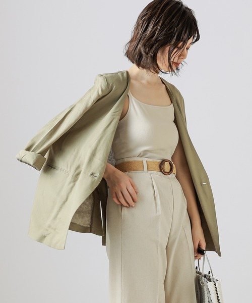 natural couture(ナチュラルクチュール)の「【WEB限定カラー有り】リネンシャツ感覚ジャケット(テーラードジャケット・レディース・ベージュ/ストライプ/ブラック/カーキ/オレンジ・FREE)」の15枚目の写真