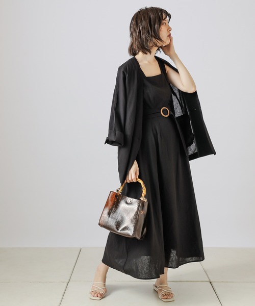 natural couture(ナチュラルクチュール)の「【WEB限定カラー有り】リネンシャツ感覚ジャケット(テーラードジャケット・レディース・ベージュ/ストライプ/ブラック/カーキ/オレンジ・FREE)」の14枚目の写真