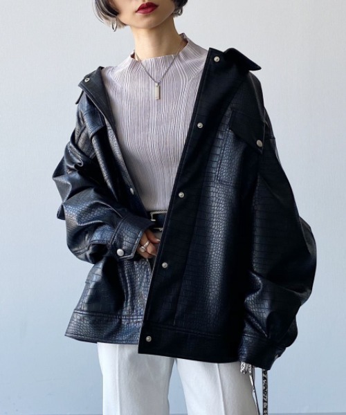 ページボーイ レザージャケット PAGEBOYエコレザーBIGジャケット PAGEBOY（ページボーイ）の「エコレザーBIGジャケット【追加予約