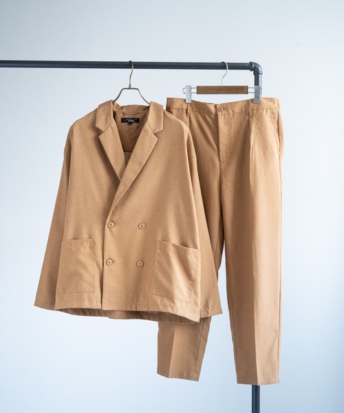 Rocky Monroe（ロッキーモンロー）の「【セットアップ】ポリトロ Wテーラードシャツ＆テーラードパンツ（セットアップ・メンズ・ブラック/ダークベージュ/ライトブラウン/ライトグレー/ライトベージュ・M/L）」の2枚目の写真