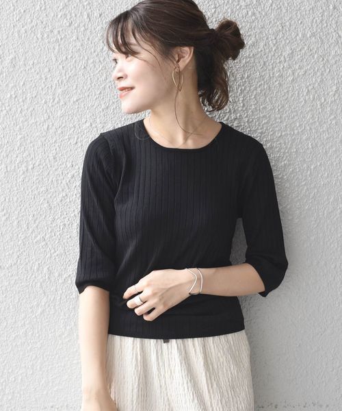 SHIPS Days（シップスデイズ）の「SHIPS Days STANDARD:6/Sリブニット◇（ニット/セーター・レディース・ブラック/ライトグレー/ブラウン・S～Ｍ/M～Ｌ）」の2枚目の写真