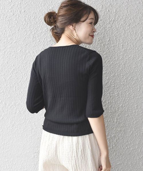 SHIPS Days（シップスデイズ）の「SHIPS Days STANDARD:6/Sリブニット◇（ニット/セーター・レディース・ブラック/ライトグレー/ブラウン・S～Ｍ/M～Ｌ）」の10枚目の写真