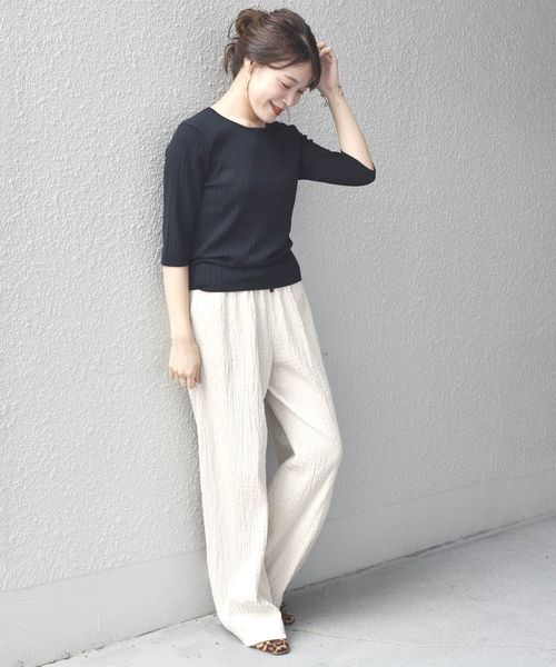 SHIPS Days（シップスデイズ）の「SHIPS Days STANDARD:6/Sリブニット◇（ニット/セーター・レディース・ブラック/ライトグレー/ブラウン・S～Ｍ/M～Ｌ）」の4枚目の写真