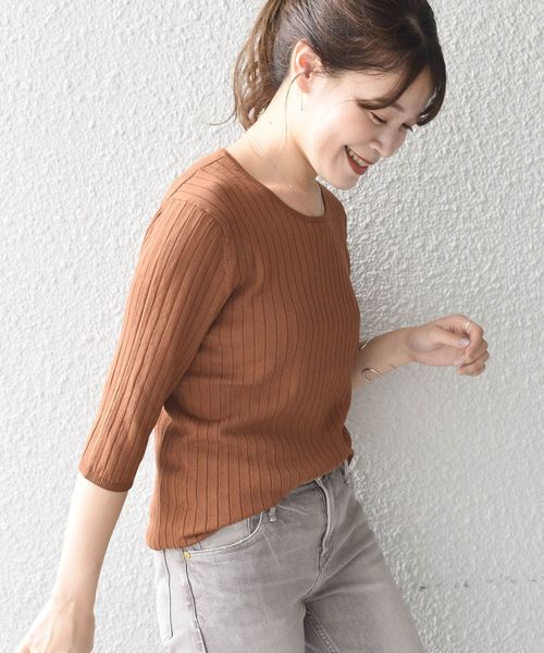 SHIPS Days（シップスデイズ）の「SHIPS Days STANDARD:6/Sリブニット◇（ニット/セーター・レディース・ブラック/ライトグレー/ブラウン・S～Ｍ/M～Ｌ）」の8枚目の写真