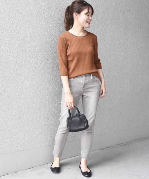 SHIPS Days（シップスデイズ）の「SHIPS Days STANDARD:6/Sリブニット◇（ニット/セーター・レディース・ブラック/ライトグレー/ブラウン・S～Ｍ/M～Ｌ）」の5枚目の写真