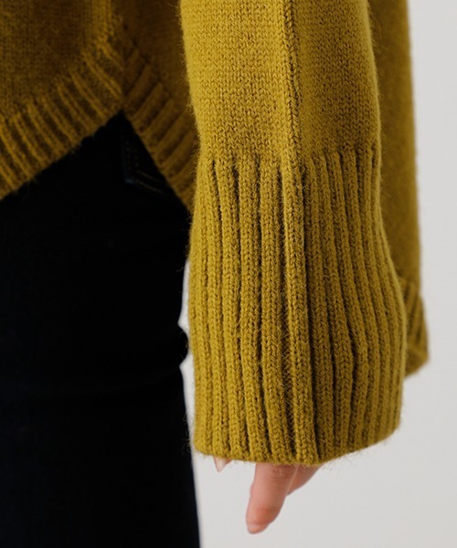 AZUL by moussy(アズールバイマウジー)の「BIG TURTLE KNIT TOPS/ビッグタートルニットトップス(ニット/セーター・レディース・ライム/ライトベージュ/ブラック・SMALL/MEDIUM)」の21枚目の写真